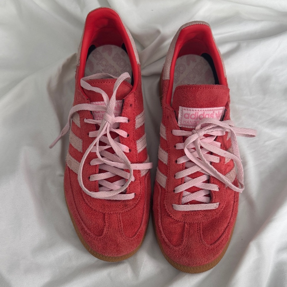 Adidas Handball Spezial Red and Pink Suede Sneakers